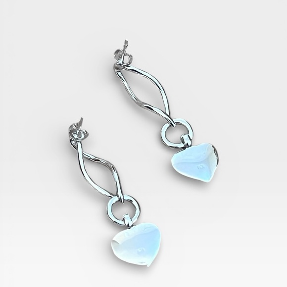 Sterling Silver Heart Drop Earrings - Discontinued - Picture 4 of 6